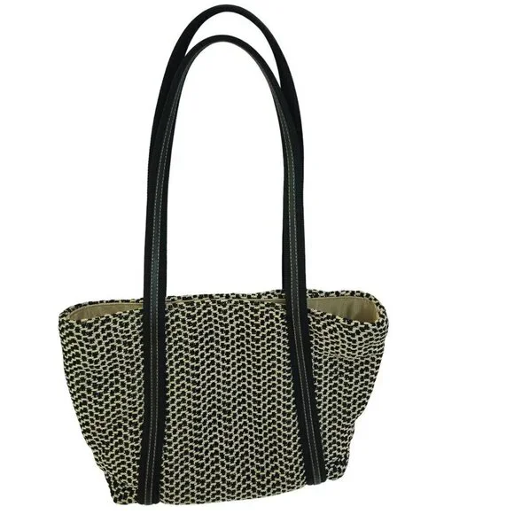 The Sak Black Cream Woven Double Handle Shoulder Bag - Picture 2 of 9